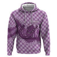 Poni Hawaii Cowboy Palaka Motifs Personalised Zip Hoodie Paniolo Festival Puakenikeni Lei LT14 Pullover Hoodie Purple - Polynesian Pride