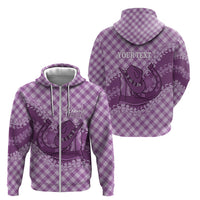 Poni Hawaii Cowboy Palaka Motifs Personalised Zip Hoodie Paniolo Festival Puakenikeni Lei LT14 - Polynesian Pride