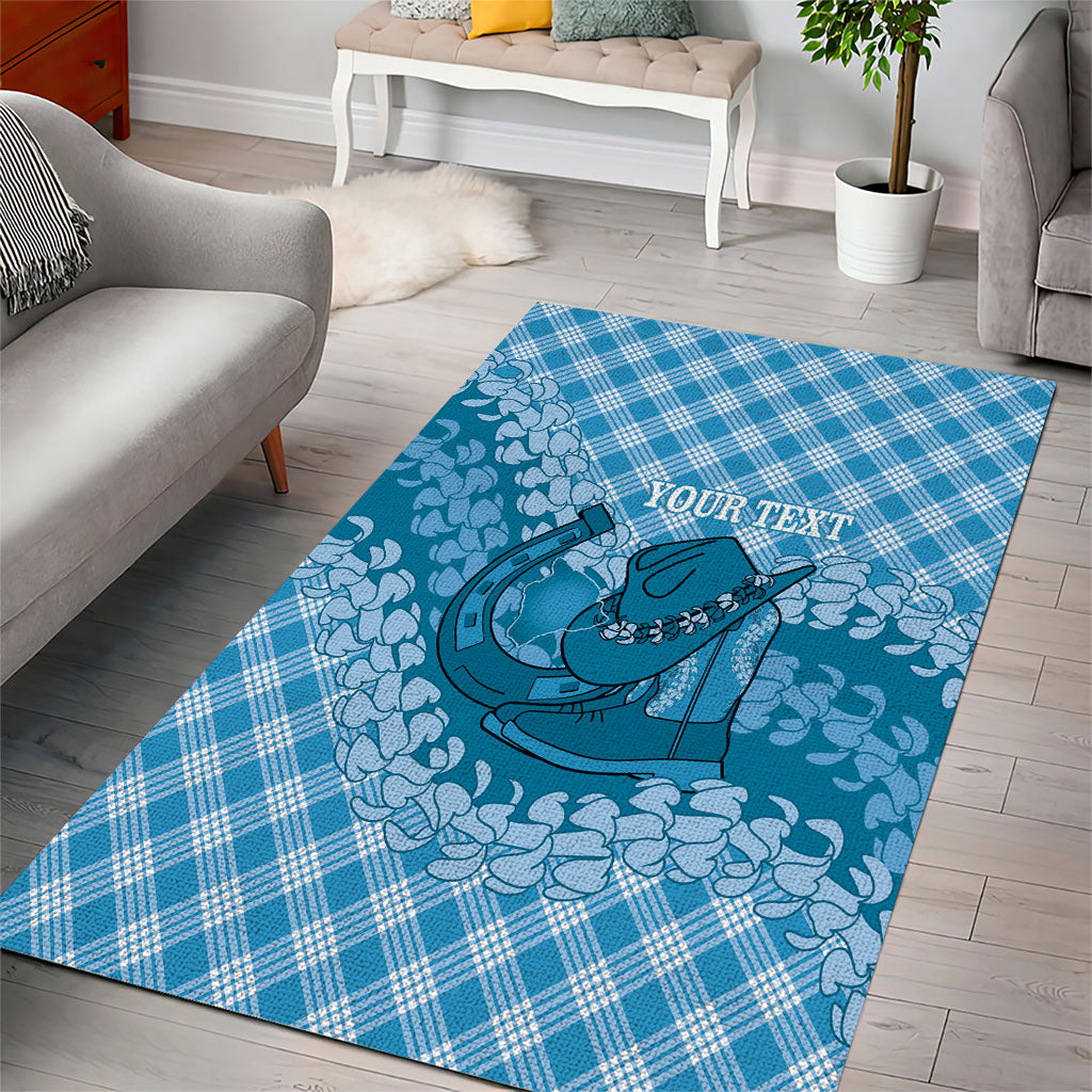 Polu Hawaii Cowboy Palaka Motifs Personalised Area Rug Paniolo Festival Puakenikeni Lei
