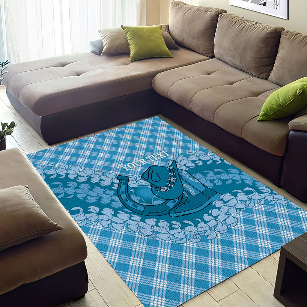 Polu Hawaii Cowboy Palaka Motifs Personalised Area Rug Paniolo Festival Puakenikeni Lei