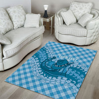 Polu Hawaii Cowboy Palaka Motifs Personalised Area Rug Paniolo Festival Puakenikeni Lei