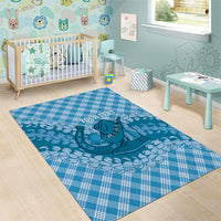 Polu Hawaii Cowboy Palaka Motifs Personalised Area Rug Paniolo Festival Puakenikeni Lei