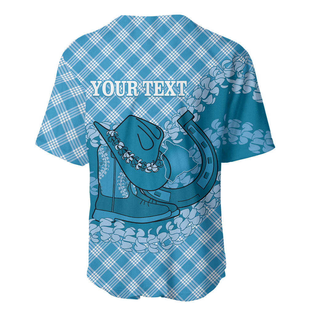 Polu Hawaii Cowboy Palaka Motifs Personalised Baseball Jersey Paniolo Festival Puakenikeni Lei