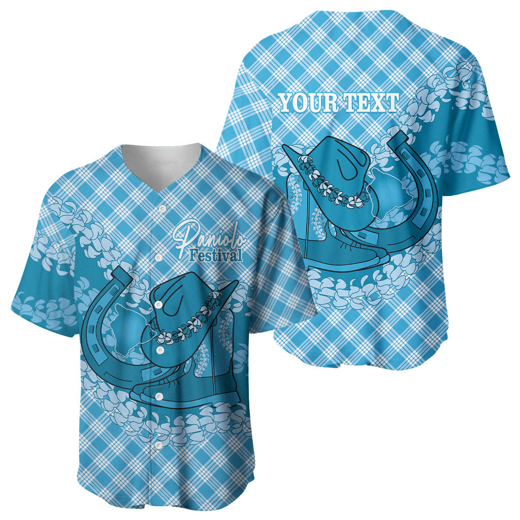Polu Hawaii Cowboy Palaka Motifs Personalised Baseball Jersey Paniolo Festival Puakenikeni Lei