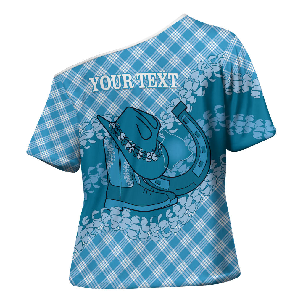 Polu Hawaii Cowboy Palaka Motifs Personalised Cross Shoulder Shirt Paniolo Festival Puakenikeni Lei LT14 - Polynesian Pride