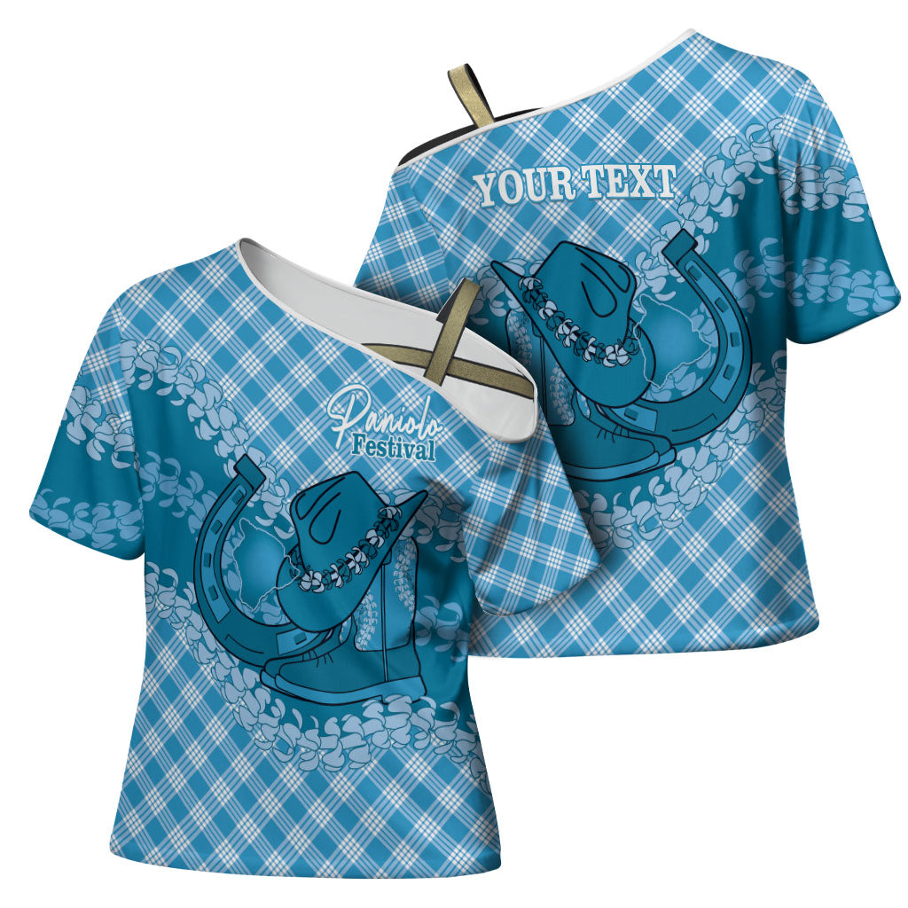 Polu Hawaii Cowboy Palaka Motifs Personalised Cross Shoulder Shirt Paniolo Festival Puakenikeni Lei LT14 - Polynesian Pride