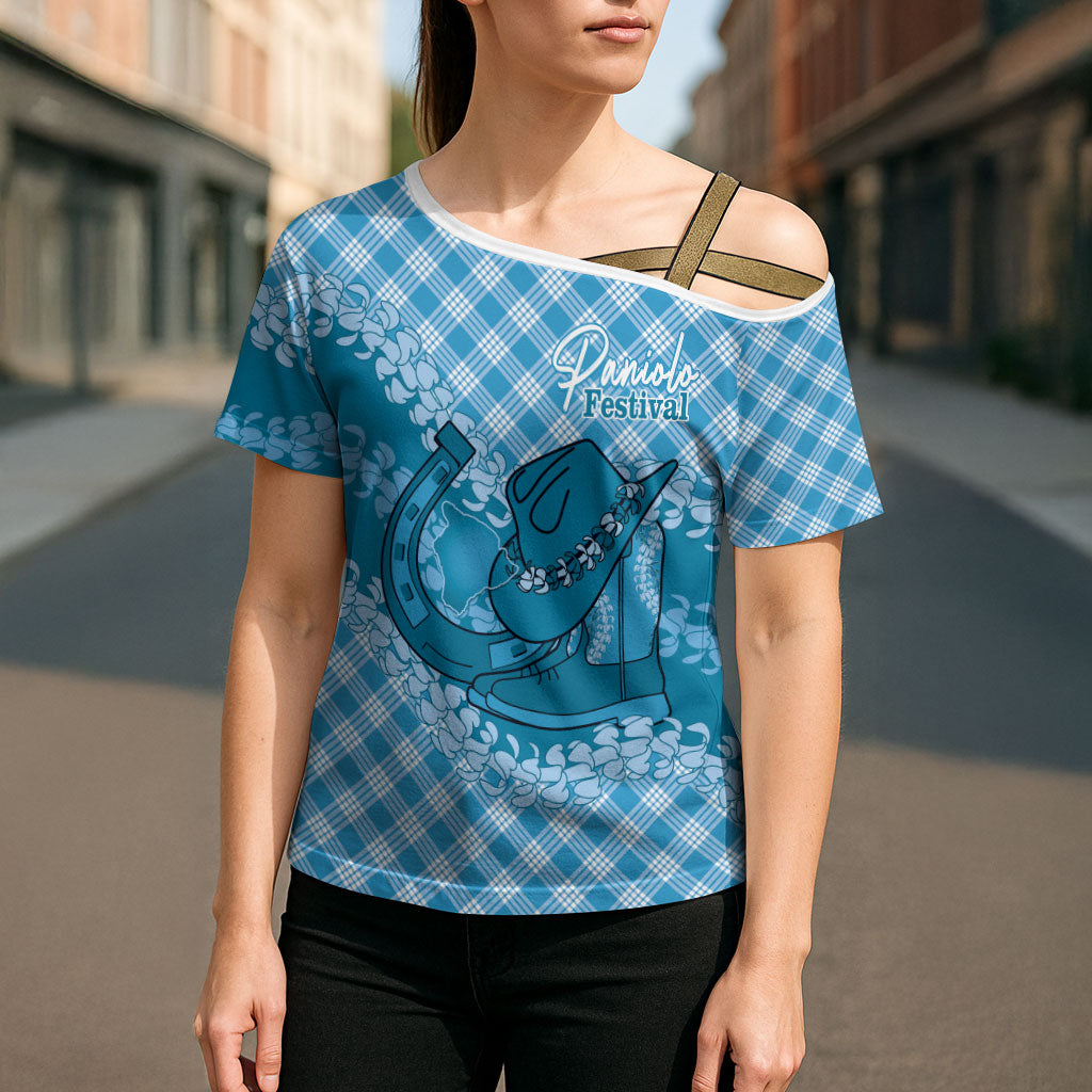 Polu Hawaii Cowboy Palaka Motifs Personalised Cross Shoulder Shirt Paniolo Festival Puakenikeni Lei LT14 - Polynesian Pride