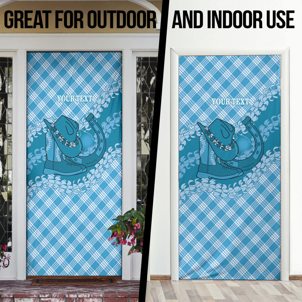 Polu Hawaii Cowboy Palaka Motifs Personalised Door Cover Paniolo Festival Puakenikeni Lei LT14 - Polynesian Pride