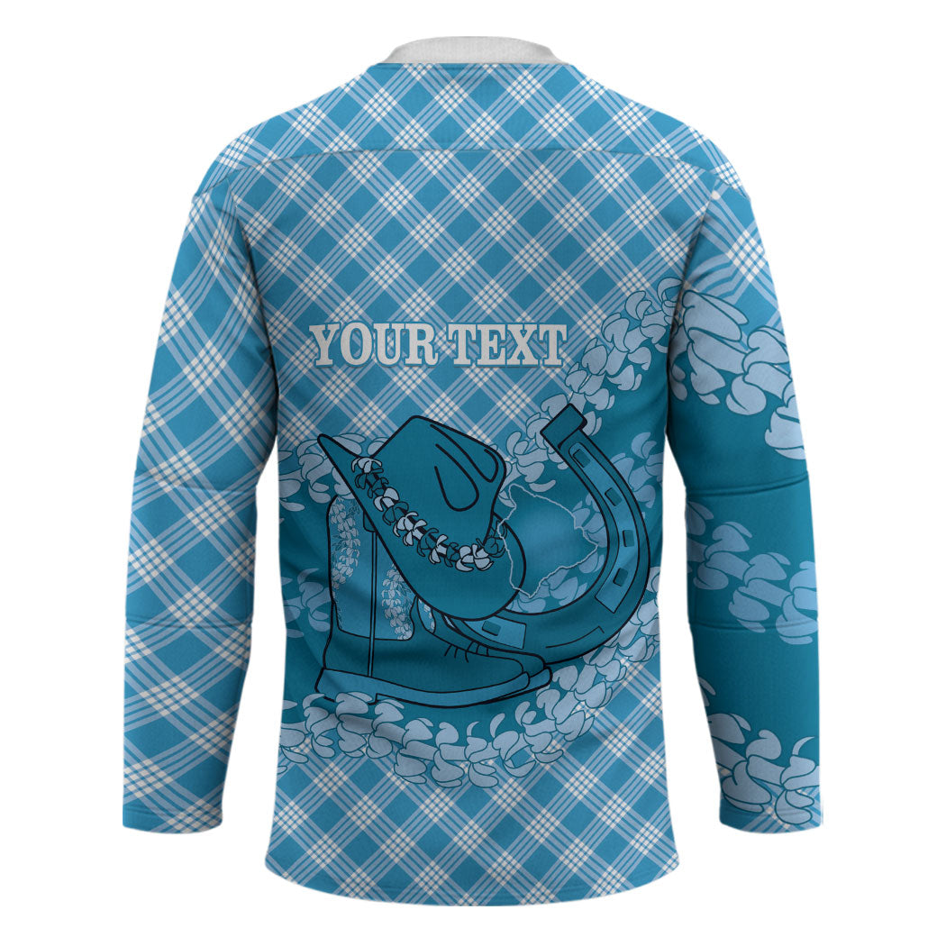 Polu Hawaii Cowboy Palaka Motifs Personalised Hockey Jersey Paniolo Festival Puakenikeni Lei LT14 - Polynesian Pride