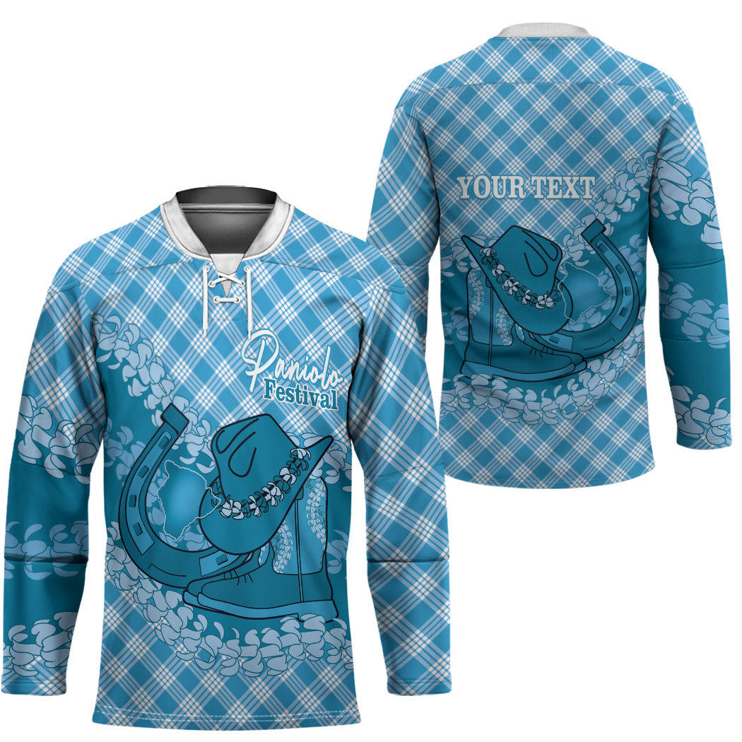 Polu Hawaii Cowboy Palaka Motifs Personalised Hockey Jersey Paniolo Festival Puakenikeni Lei LT14 - Polynesian Pride
