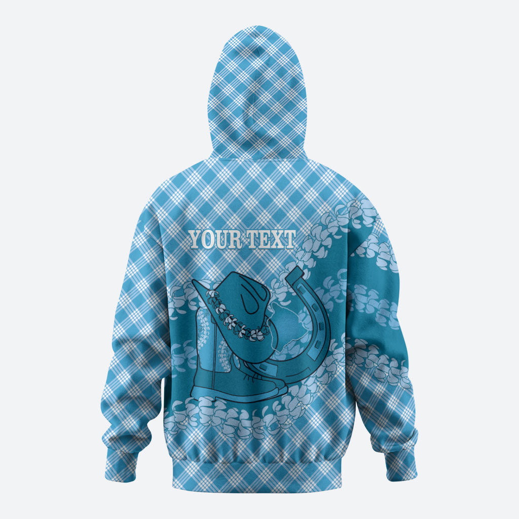 Polu Hawaii Cowboy Palaka Motifs Personalised Hoodie Paniolo Festival Puakenikeni Lei LT14 - Polynesian Pride