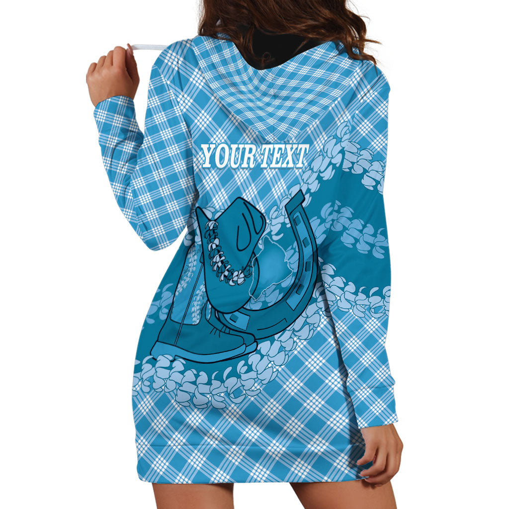 Polu Hawaii Cowboy Palaka Motifs Personalised Hoodie Dress Paniolo Festival Puakenikeni Lei LT14 - Polynesian Pride