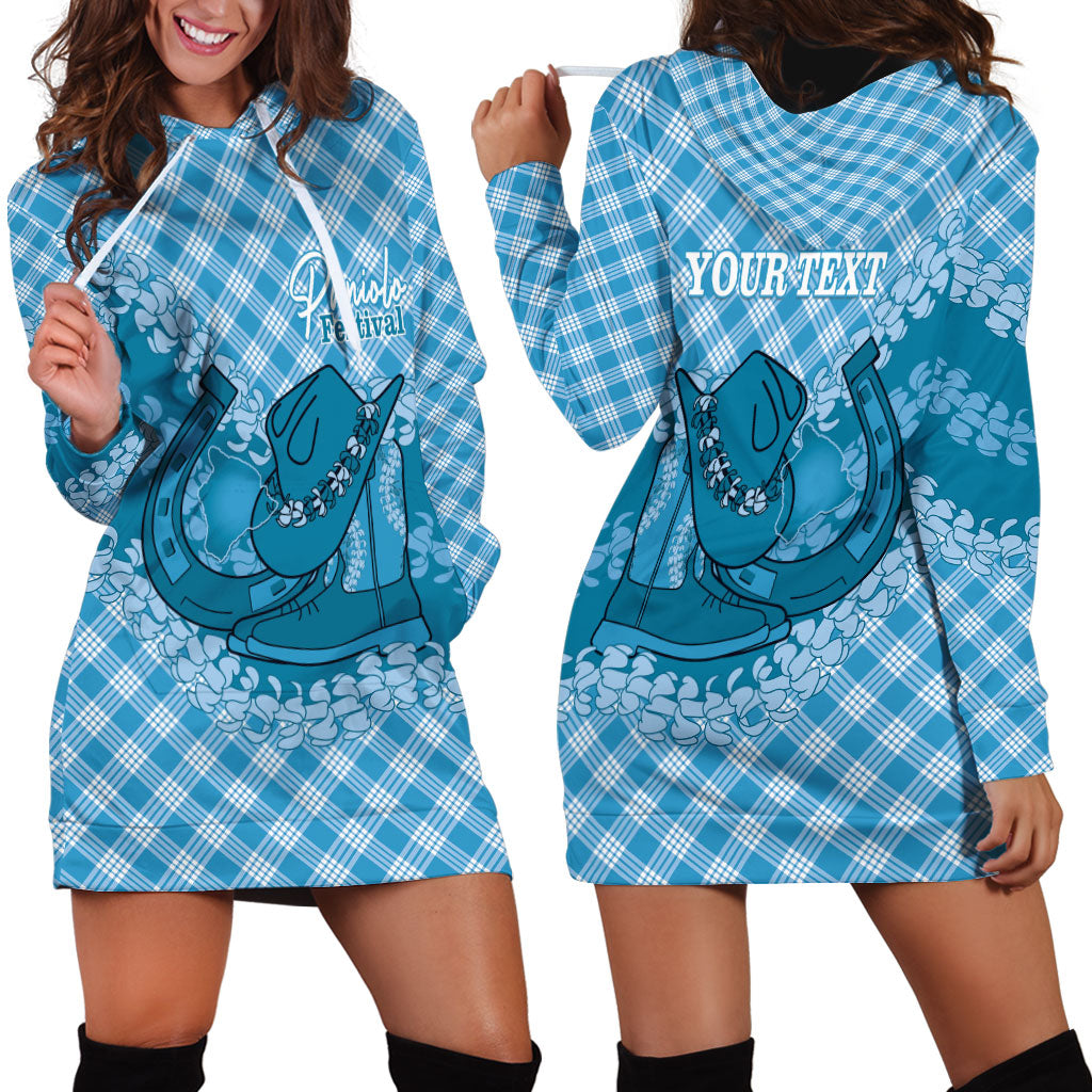 Polu Hawaii Cowboy Palaka Motifs Personalised Hoodie Dress Paniolo Festival Puakenikeni Lei LT14 - Polynesian Pride