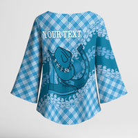 Polu Hawaii Cowboy Palaka Motifs Personalised Kimono Sleeve Blouse Paniolo Festival Puakenikeni Lei LT14 - Polynesian Pride