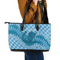 Polu Hawaii Cowboy Palaka Motifs Personalised Leather Tote Bag Paniolo Festival Puakenikeni Lei LT14 - Polynesian Pride