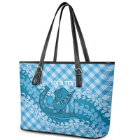 Polu Hawaii Cowboy Palaka Motifs Personalised Leather Tote Bag Paniolo Festival Puakenikeni Lei LT14 - Polynesian Pride