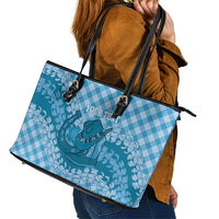 Polu Hawaii Cowboy Palaka Motifs Personalised Leather Tote Bag Paniolo Festival Puakenikeni Lei LT14 - Polynesian Pride