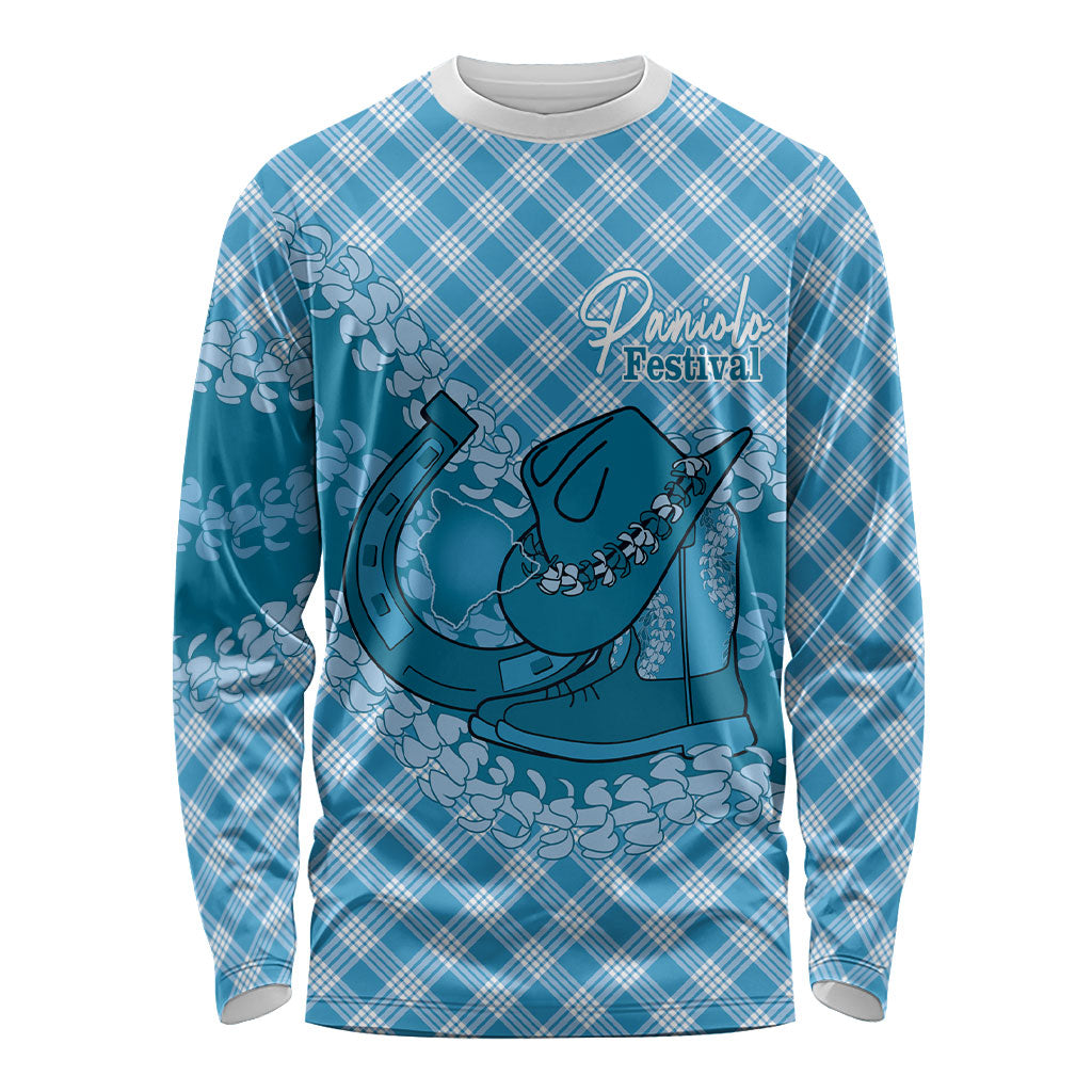 Polu Hawaii Cowboy Palaka Motifs Personalised Long Sleeve Shirt Paniolo Festival Puakenikeni Lei