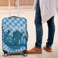 Polu Hawaii Cowboy Palaka Motifs Personalised Luggage Cover Paniolo Festival Puakenikeni Lei LT14 Blue - Polynesian Pride