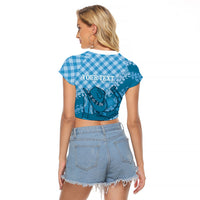 Polu Hawaii Cowboy Palaka Motifs Personalised Raglan Cropped T Shirt Paniolo Festival Puakenikeni Lei LT14 - Polynesian Pride
