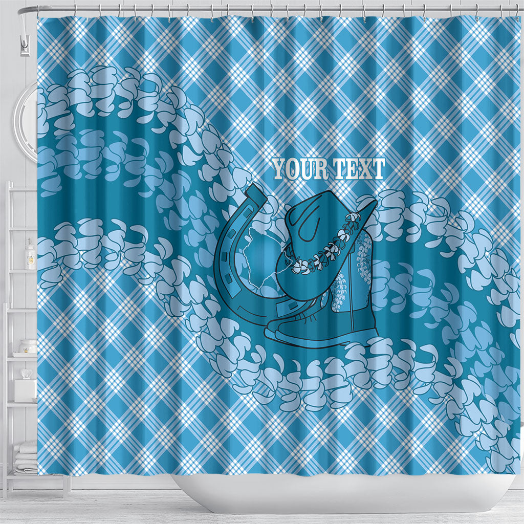 Polu Hawaii Cowboy Palaka Motifs Personalised Shower Curtain Paniolo Festival Puakenikeni Lei LT14 - Polynesian Pride