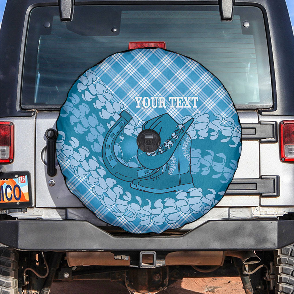 Polu Hawaii Cowboy Palaka Motifs Personalised Spare Tire Cover Paniolo Festival Puakenikeni Lei LT14 Blue - Polynesian Pride