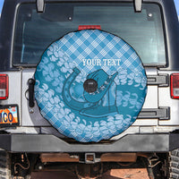 Polu Hawaii Cowboy Palaka Motifs Personalised Spare Tire Cover Paniolo Festival Puakenikeni Lei LT14 Blue - Polynesian Pride