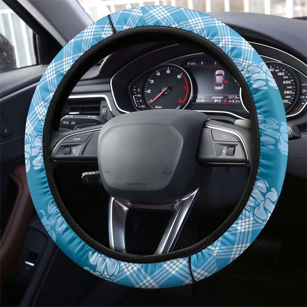 Polu Hawaii Cowboy Palaka Motifs Steering Wheel Cover Paniolo Festival Puakenikeni Lei LT14 - Polynesian Pride