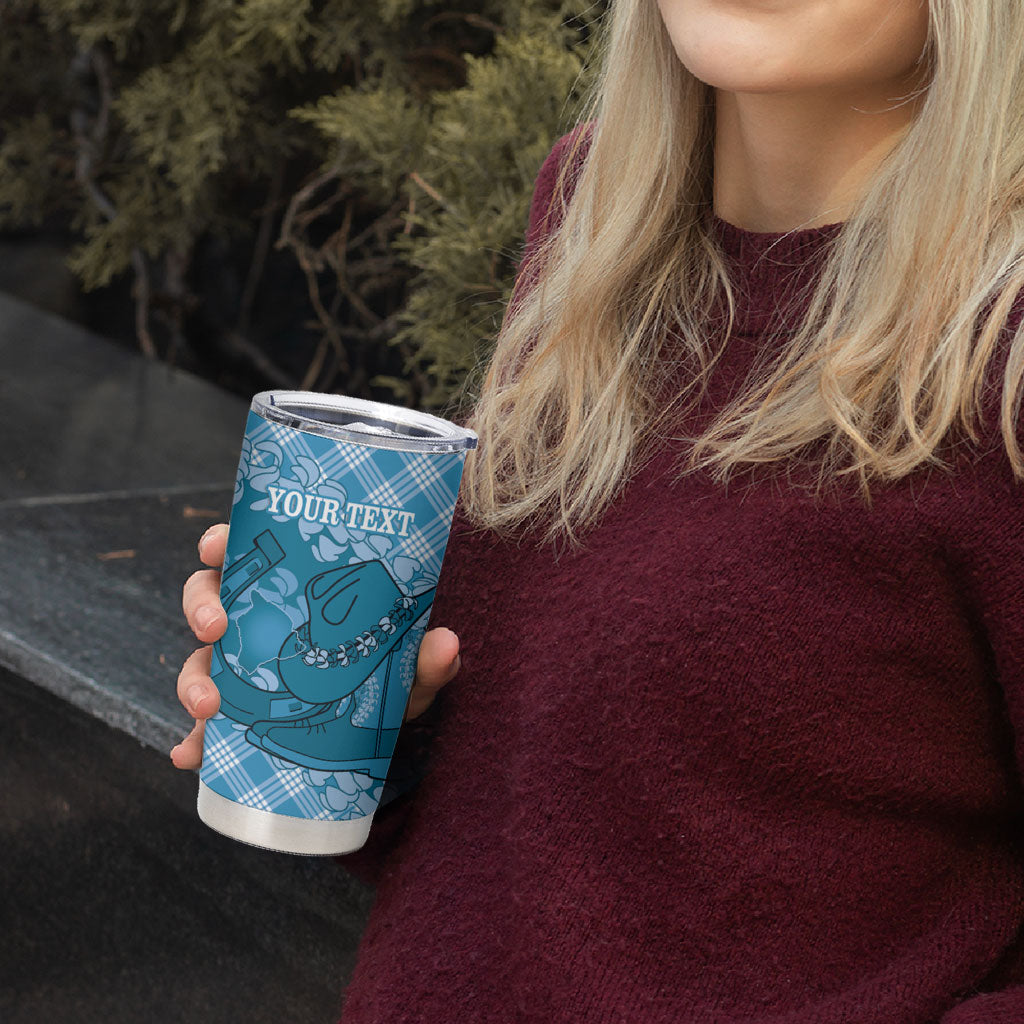Polu Hawaii Cowboy Palaka Motifs Personalised Tumbler Cup Paniolo Festival Puakenikeni Lei LT14 - Polynesian Pride