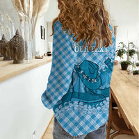 Polu Hawaii Cowboy Palaka Motifs Personalised Women Casual Shirt Paniolo Festival Puakenikeni Lei LT14 - Polynesian Pride