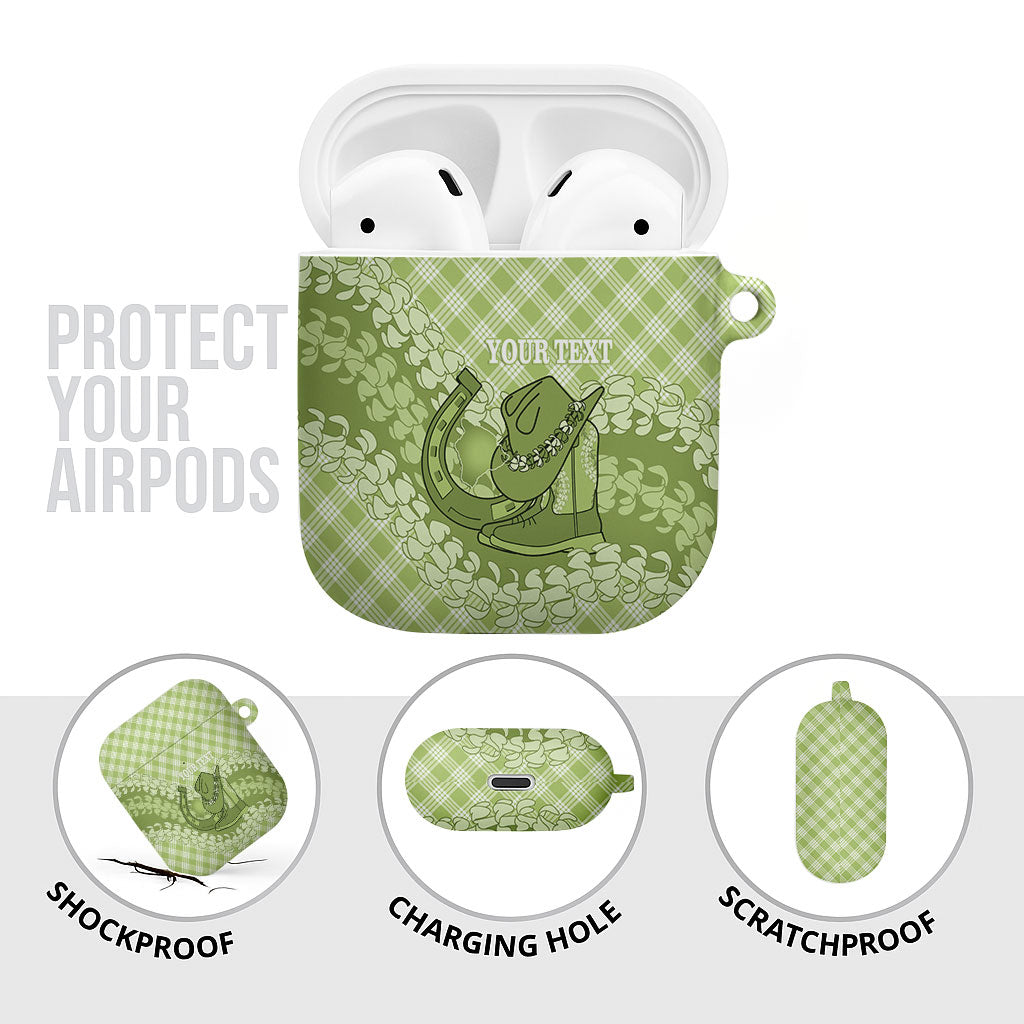 Omaomao Hawaii Cowboy Palaka Motifs Personalised AirPods Case Paniolo Festival Puakenikeni Lei LT14 - Polynesian Pride