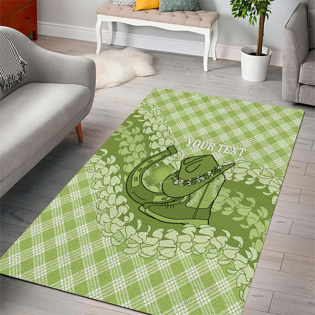 Omaomao Hawaii Cowboy Palaka Motifs Personalised Area Rug Paniolo Festival Puakenikeni Lei