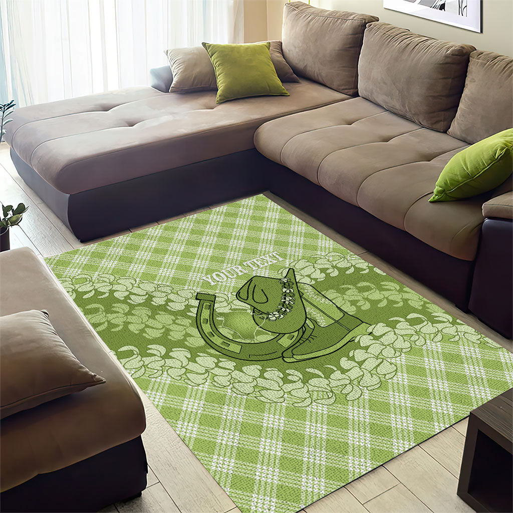 Omaomao Hawaii Cowboy Palaka Motifs Personalised Area Rug Paniolo Festival Puakenikeni Lei