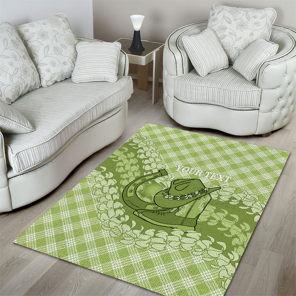 Omaomao Hawaii Cowboy Palaka Motifs Personalised Area Rug Paniolo Festival Puakenikeni Lei