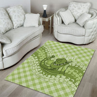 Omaomao Hawaii Cowboy Palaka Motifs Personalised Area Rug Paniolo Festival Puakenikeni Lei