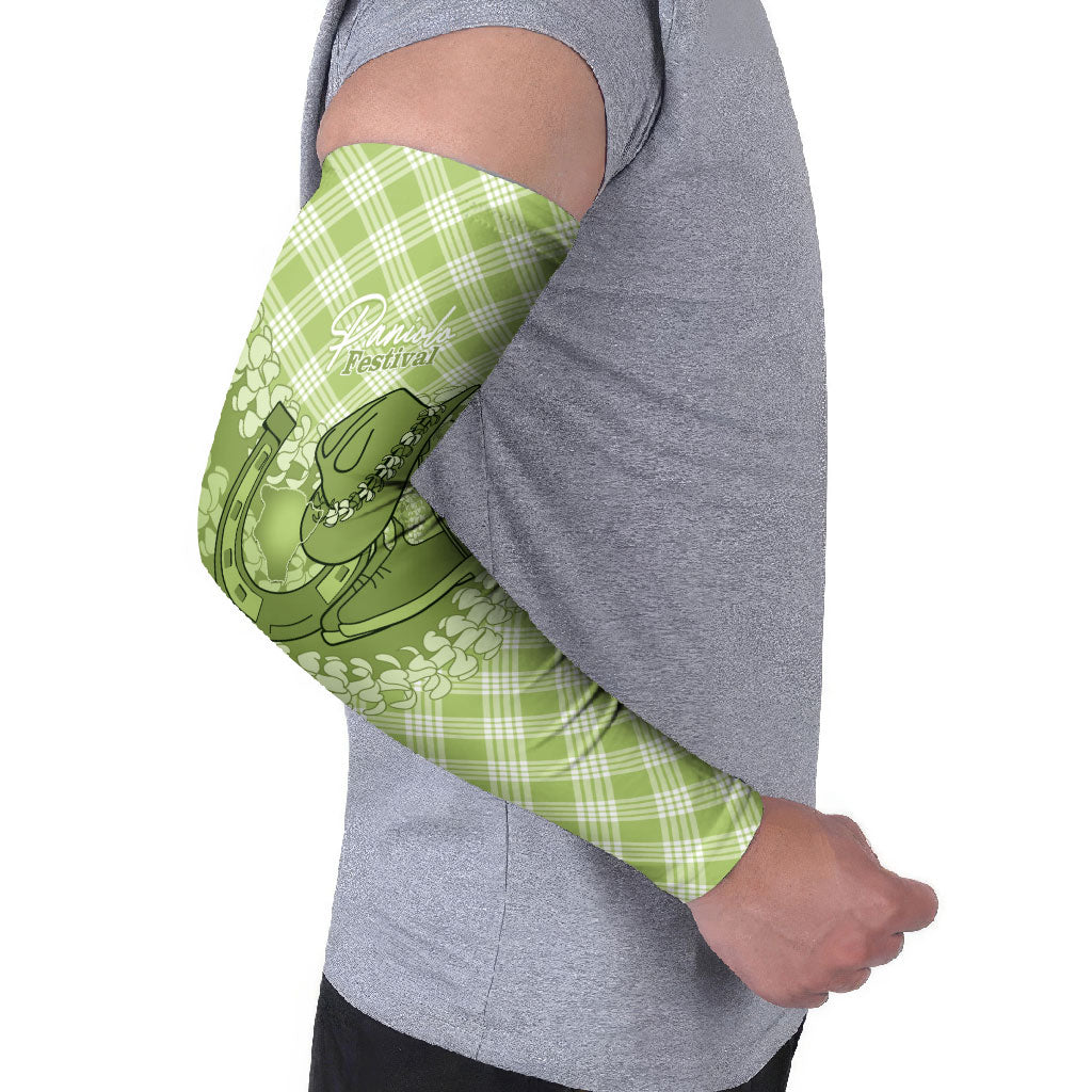 Omaomao Hawaii Cowboy Palaka Motifs Personalised Arm Sleeves Paniolo Festival Puakenikeni Lei LT14 - Polynesian Pride