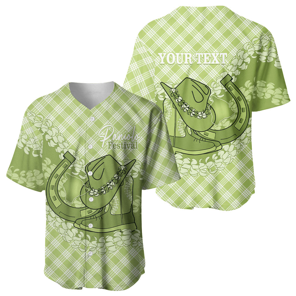 Omaomao Hawaii Cowboy Palaka Motifs Personalised Baseball Jersey Paniolo Festival Puakenikeni Lei