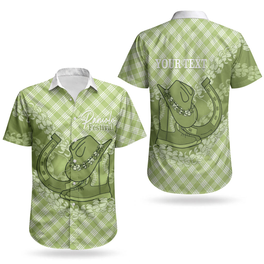 Omaomao Hawaii Cowboy Palaka Motifs Personalised Couples Matching Off The Shoulder Long Sleeve Dress and Hawaiian Shirt Paniolo Festival Puakenikeni Lei LT14 - Polynesian Pride