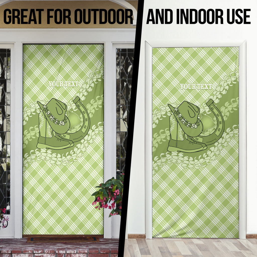 Omaomao Hawaii Cowboy Palaka Motifs Personalised Door Cover Paniolo Festival Puakenikeni Lei LT14 - Polynesian Pride