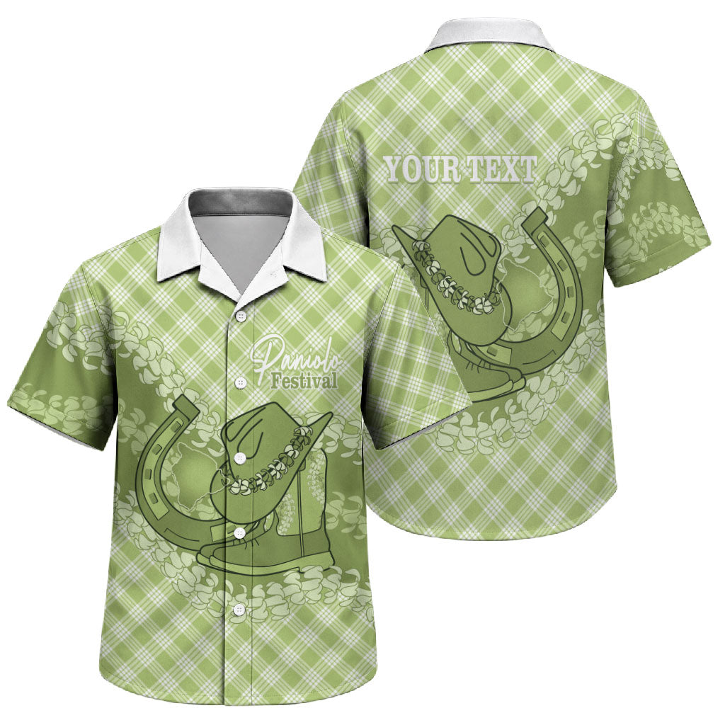 Omaomao Hawaii Cowboy Palaka Motifs Personalised Family Matching Tank Maxi Dress and Hawaiian Shirt Paniolo Festival Puakenikeni Lei LT14 Son's Shirt Green - Polynesian Pride