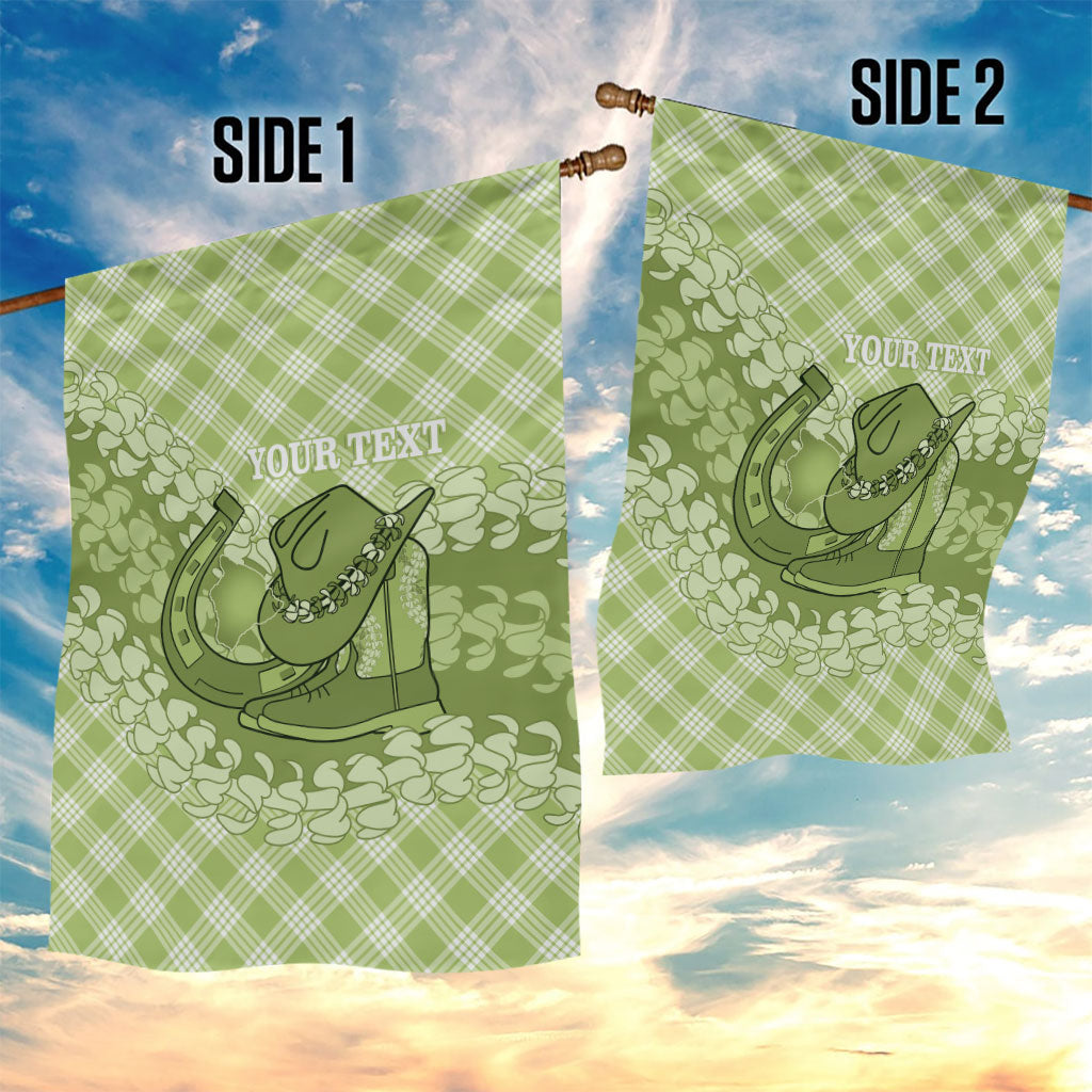 Omaomao Hawaii Cowboy Palaka Motifs Personalised Garden Flag Paniolo Festival Puakenikeni Lei LT14 - Polynesian Pride