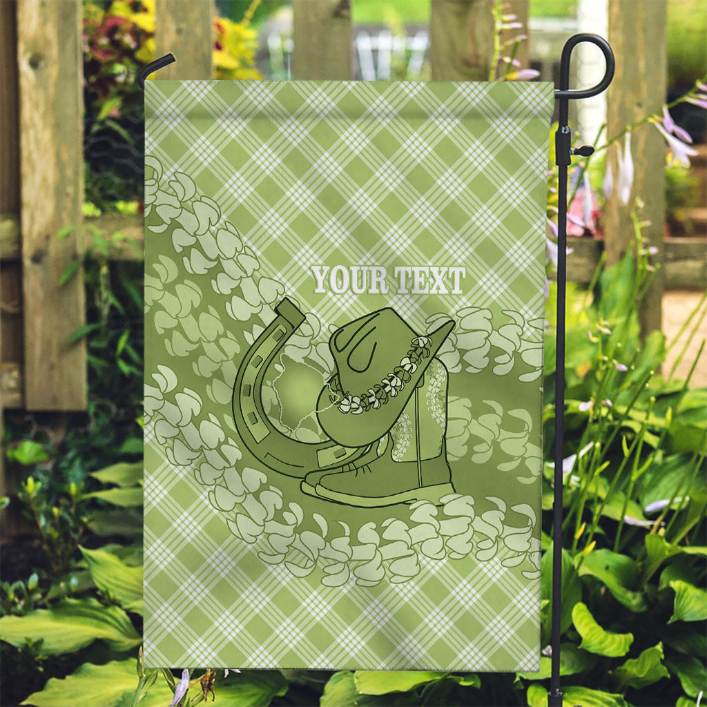 Omaomao Hawaii Cowboy Palaka Motifs Personalised Garden Flag Paniolo Festival Puakenikeni Lei LT14 Garden Flag Green - Polynesian Pride