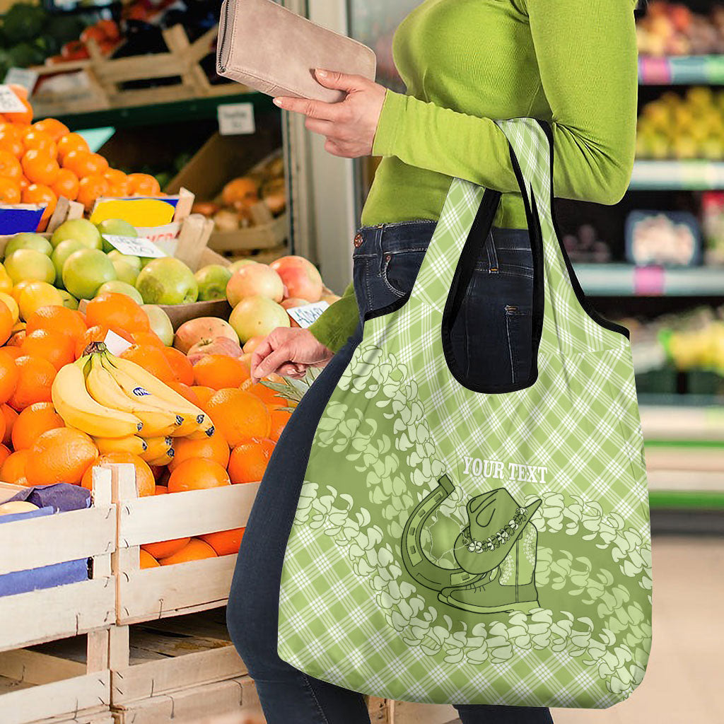 Omaomao Hawaii Cowboy Palaka Motifs Personalised Grocery Bag Paniolo Festival Puakenikeni Lei LT14 - Polynesian Pride