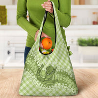 Omaomao Hawaii Cowboy Palaka Motifs Personalised Grocery Bag Paniolo Festival Puakenikeni Lei LT14 - Polynesian Pride