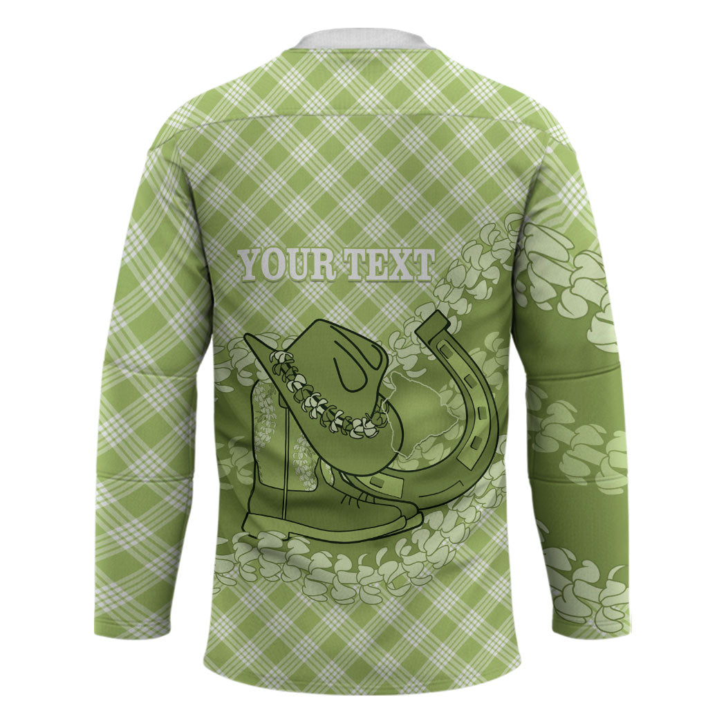 Omaomao Hawaii Cowboy Palaka Motifs Personalised Hockey Jersey Paniolo Festival Puakenikeni Lei LT14 - Polynesian Pride