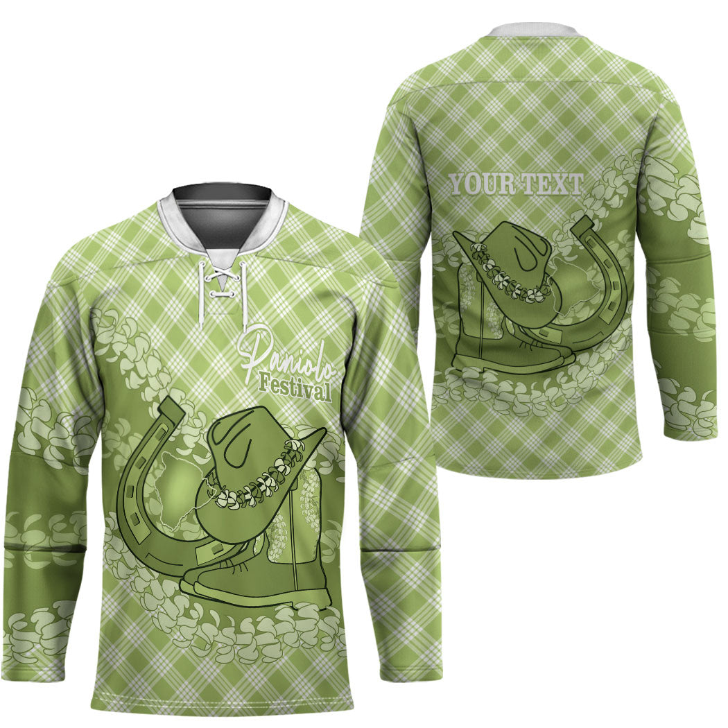 Omaomao Hawaii Cowboy Palaka Motifs Personalised Hockey Jersey Paniolo Festival Puakenikeni Lei LT14 - Polynesian Pride