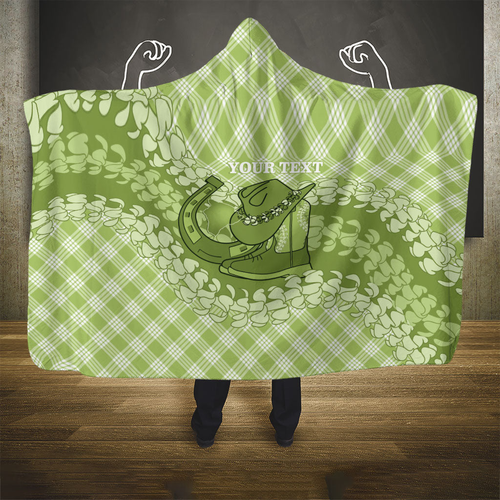 Omaomao Hawaii Cowboy Palaka Motifs Personalised Hooded Blanket Paniolo Festival Puakenikeni Lei LT14 - Polynesian Pride