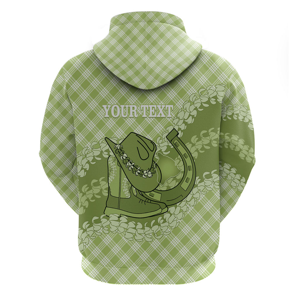 Omaomao Hawaii Cowboy Palaka Motifs Personalised Hoodie Paniolo Festival Puakenikeni Lei LT14 - Polynesian Pride