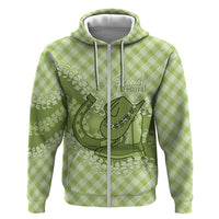 Omaomao Hawaii Cowboy Palaka Motifs Personalised Hoodie Paniolo Festival Puakenikeni Lei LT14 Zip Hoodie Green - Polynesian Pride