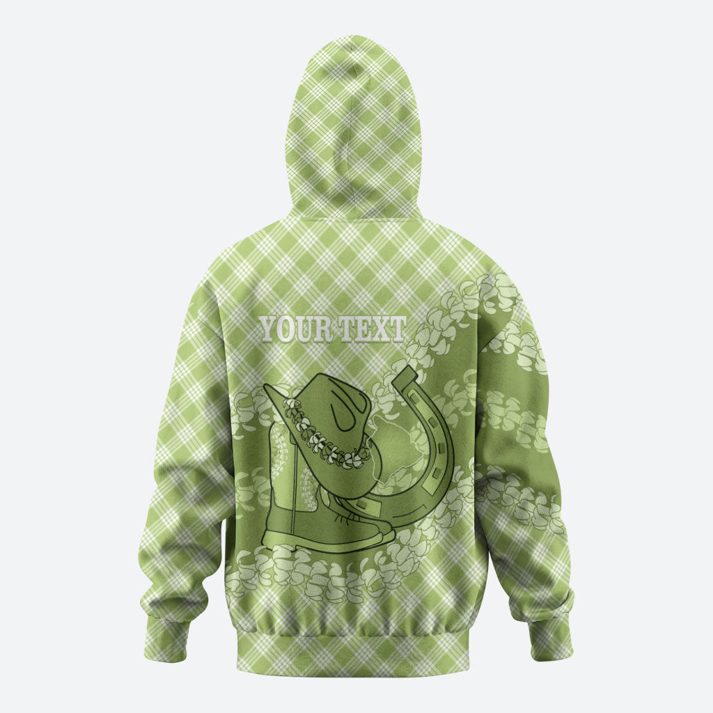 Omaomao Hawaii Cowboy Palaka Motifs Personalised Hoodie Paniolo Festival Puakenikeni Lei LT14 - Polynesian Pride